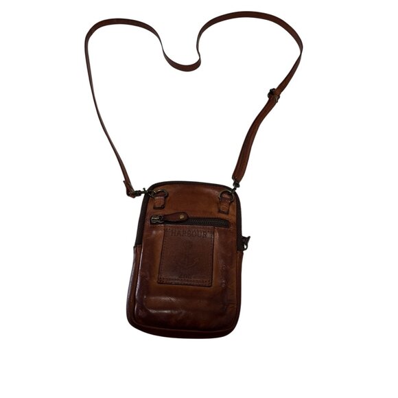 Brown Leather Crossbody Bag With Anchor Design & Multiple Compartments - Picture 1 of 4